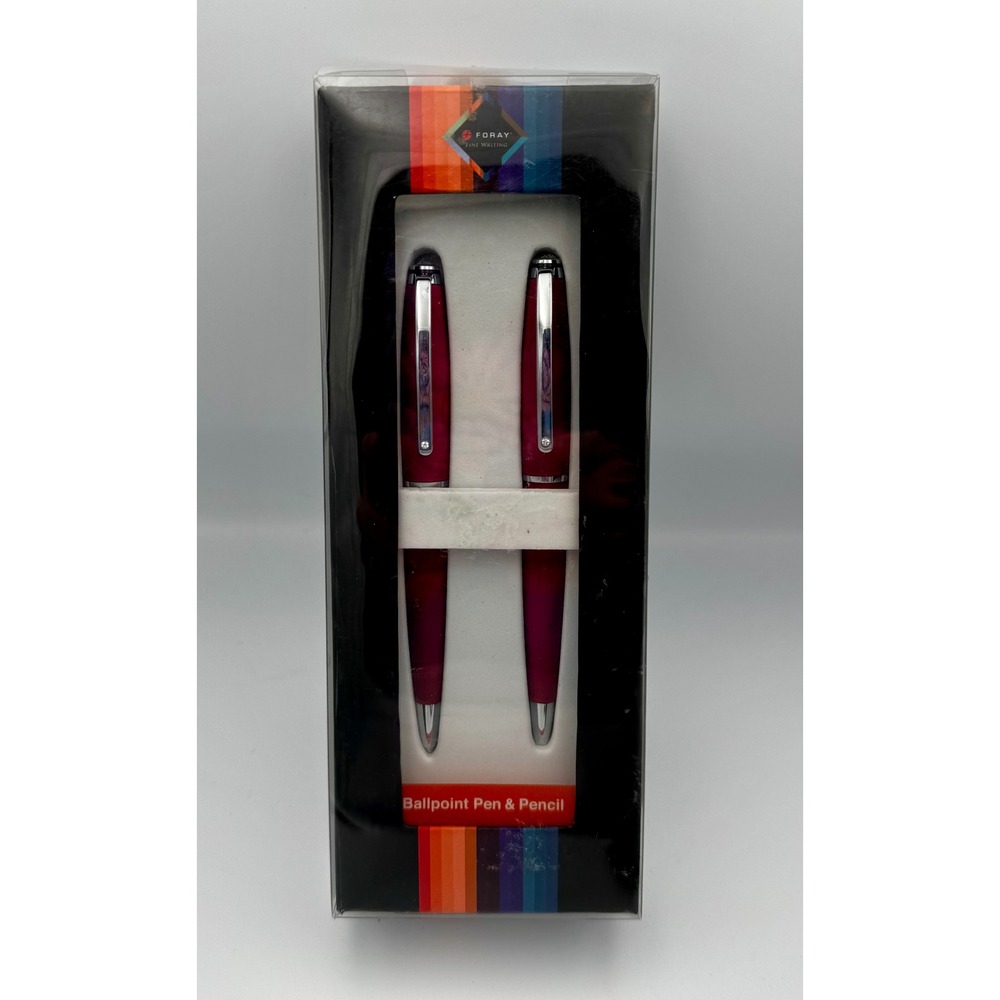 New Foray Ballpoint Pen and Mechanical Pencil Fine Writing Gift Set Red